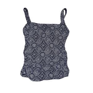 Talbots‎ Tankini Women's 8 Blue White Swim Tank Top Underwire Ruched Sides